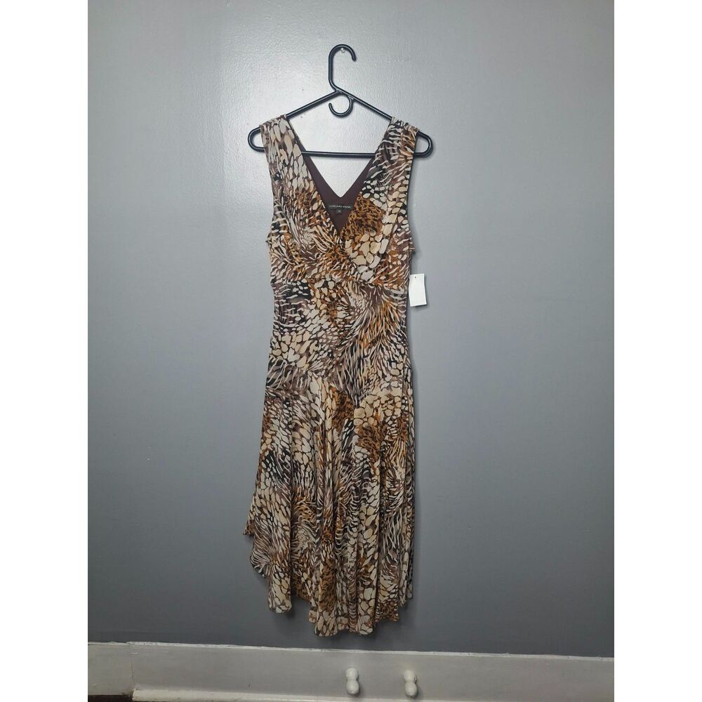 NWT Chris McLaughlin Wildside Abstract Animal Print Flowy Midi Dress 16